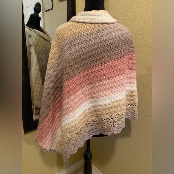 Handcrafted Crocheted Asymmetrical Poncho - Picture 3 of 5